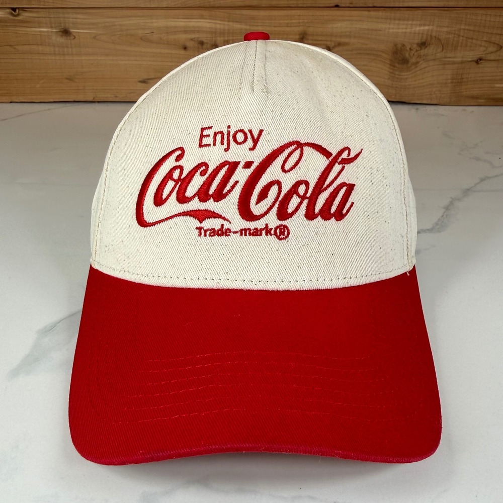 Coca-Cola PacSun Snapback Hat Cream Red Embroidered Logo 100% Cotton Cap
